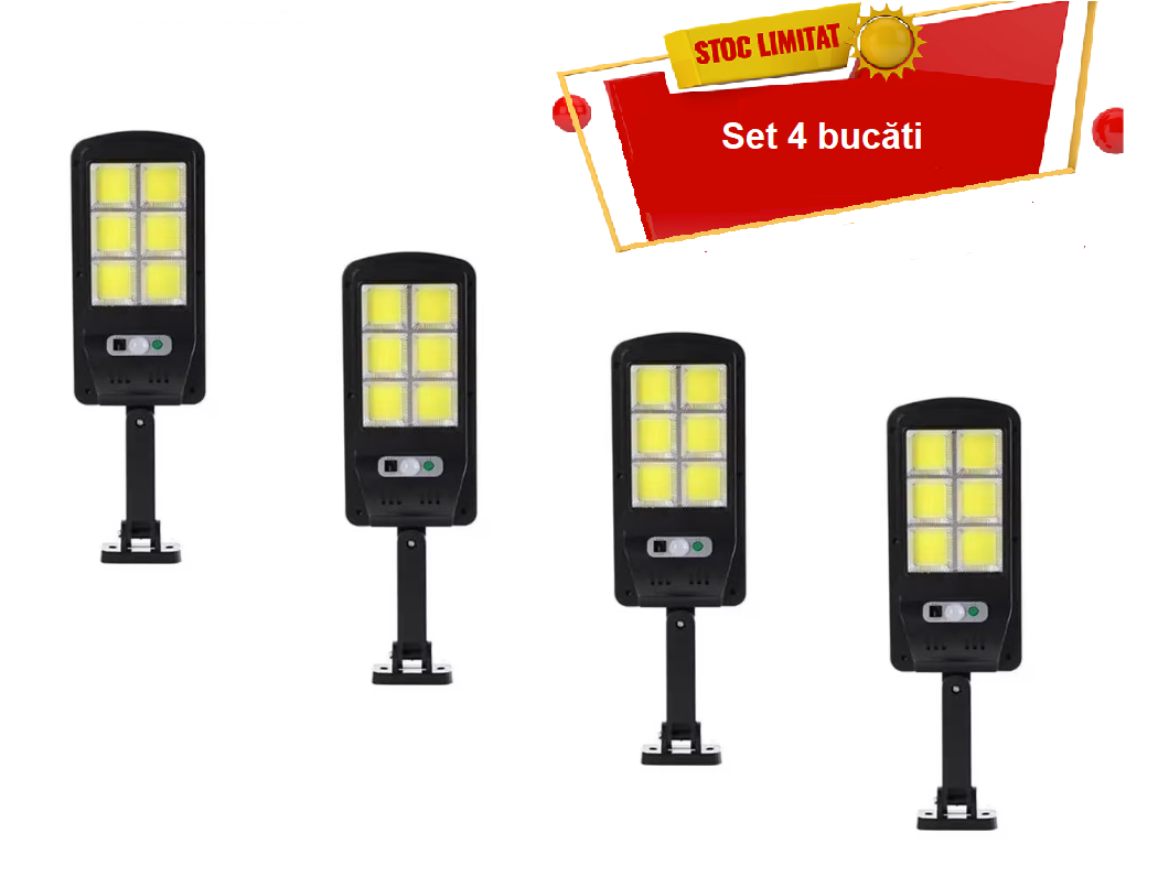 SET 4 BUCATI LAMPA SOLARA DE PERETE 6 LED CU TELECOMANDA