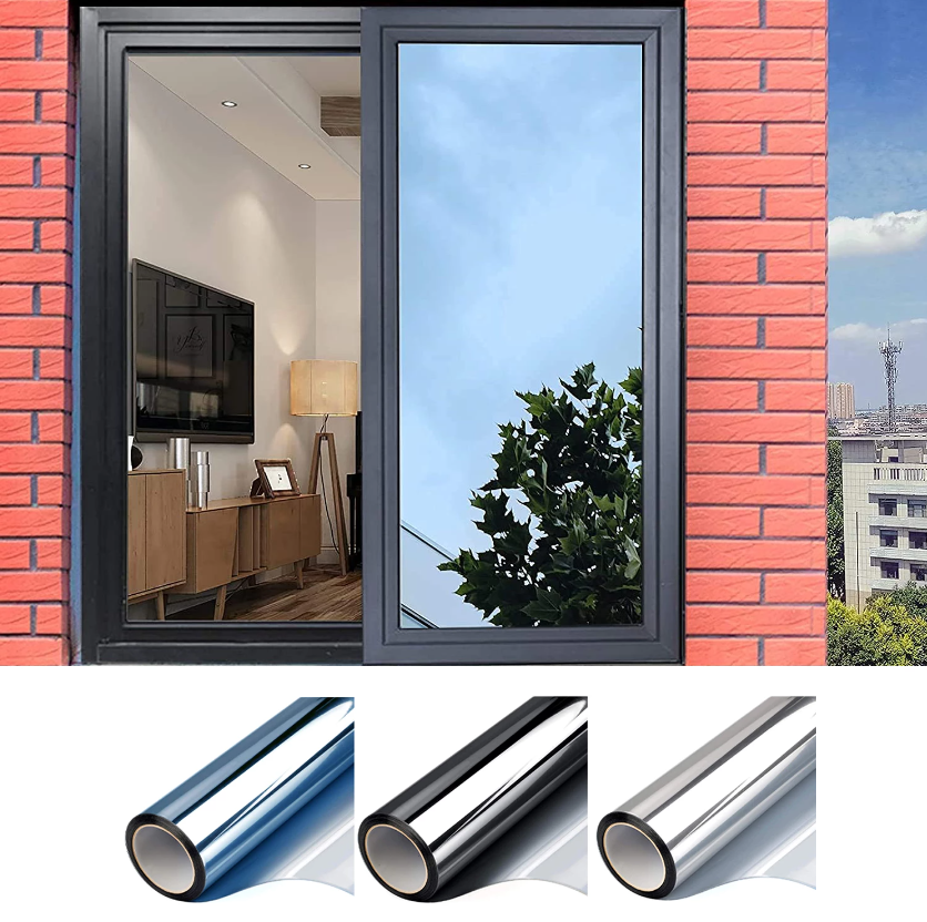 Folie reflexiva pentru geamuri interioare, cu efect de oglinda, protectie solara UV, 45x300 cm