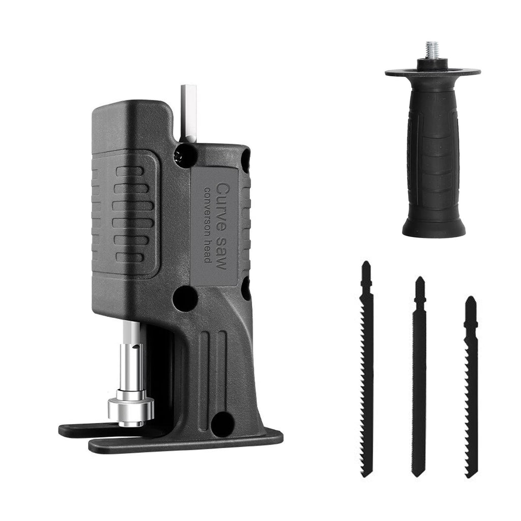 Adaptor fierăstrău pendular pentru bormașină – tăiere rapidă, set cu 3 lame pentru lemn, metal și PVC