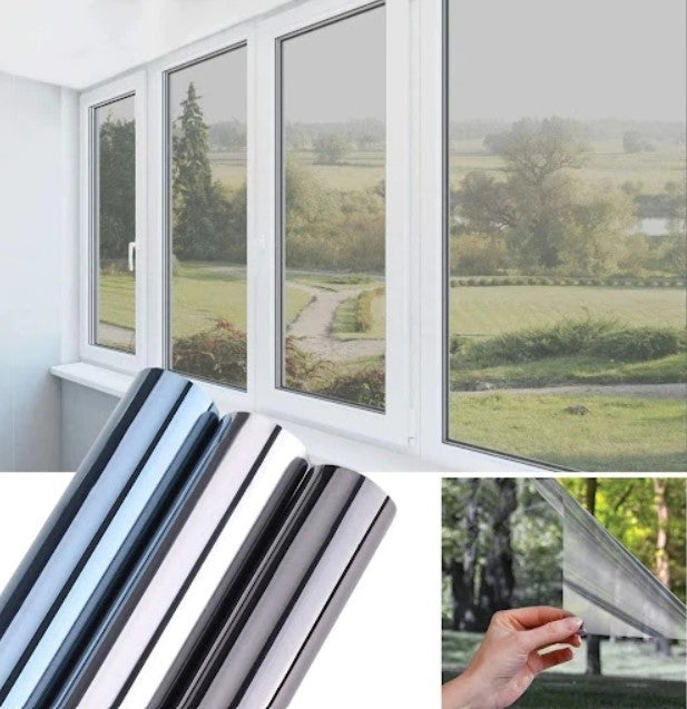 Folie reflexiva pentru geamuri interioare, cu efect de oglinda, protectie solara UV, 45x300 cm